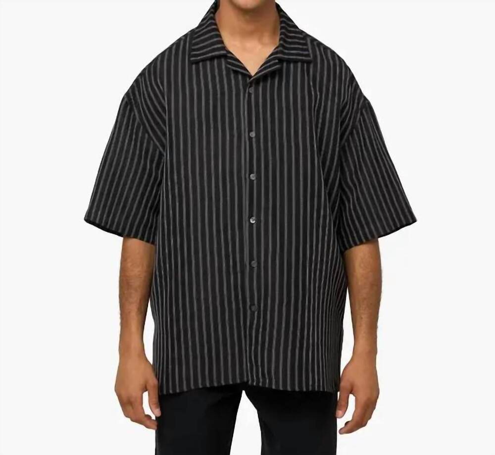 NEW WILLY CHAVARRIA camp collar short sleeve shirt in black